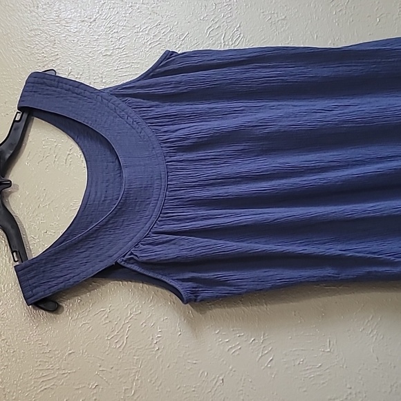 Essentials CottonSpring Summer Midi dress Size L sleeveless round neck blue - Picture 6 of 10